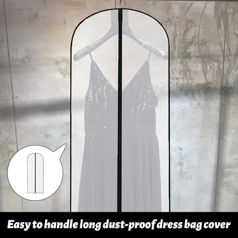 2 PCS Long Dress Bags Covers,Dress Bags Covers Long,Garment Covers Translucent with Zip Waterproof Dustproof,Dress Covers Garment bags Full Length