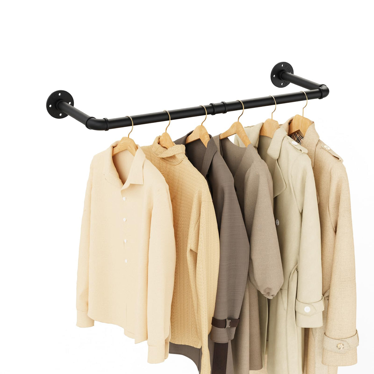 Yawinhe Wall Mounted Clothes Rail,80cm Pipe Clothes Rack,1 Pack,Black
