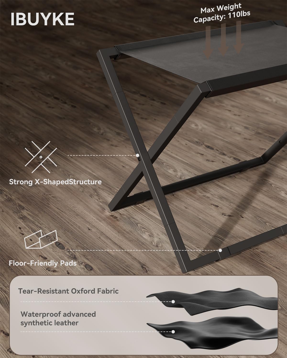 IBUYKE Luggage Rack for All Suitcase Sizes,Foldable Suitcase Stand,Metal Luggage Holder,Easy to Assemble for Bedroom Living Room Hotel,Black TLR001B-2
