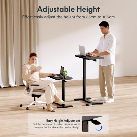 FLEXISPOT Overbed Table with Wheels, Adjustable Height Bedside Table, Rolling Laptop Desk for Bed Sofa, Small Standing Desk 75 x 40 cm