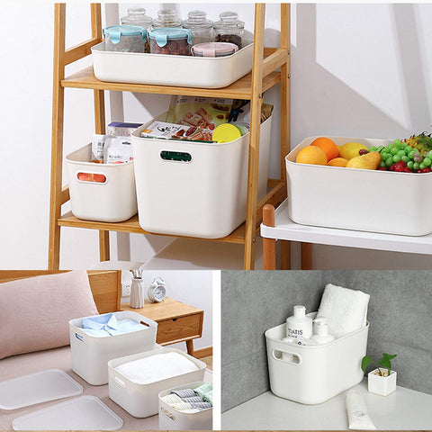 JMYDecor Storage Boxes,Rectangular Box, Set of 3 Plastic Studio Baskets Organiser For Kitchen, Home, Office Bathroom