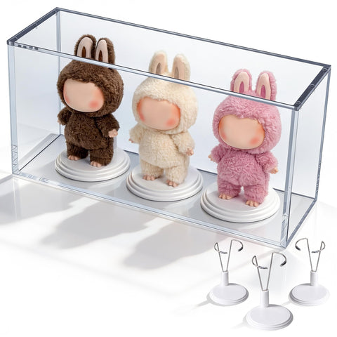 Mcbazel Premium Thick Acrylic Display Case Compatible with Labubu Doll, 92% UV Protection & Dustproof, Magnetic Display Box for POP MART Labubu