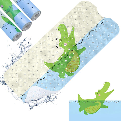 zxevg Baby Bath Mat Non Slip Anti Mould 100x40cm(Crocodile)