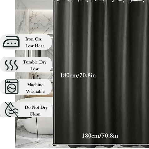 AmzDaKai Shower Curtain PEVA, Waterproof Anti-Mould Bath Curtain with Weight Tape & 12 Hooks, 180x180 cm (71x71 Inch) for Bathroom (Black)