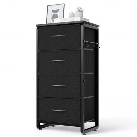 MAXLEAD Chest of Drawer with 4 Drawers, Large Capacity Storage Organiser Unit, Fabric Dresser for Bedroom, Living Room, Hallway - Black