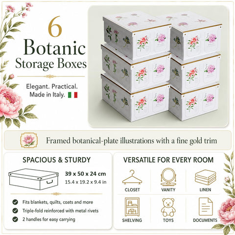 Lavatelli Set of 6 Cardboard Storage Boxes with Lid Botanic 39x50x24cm