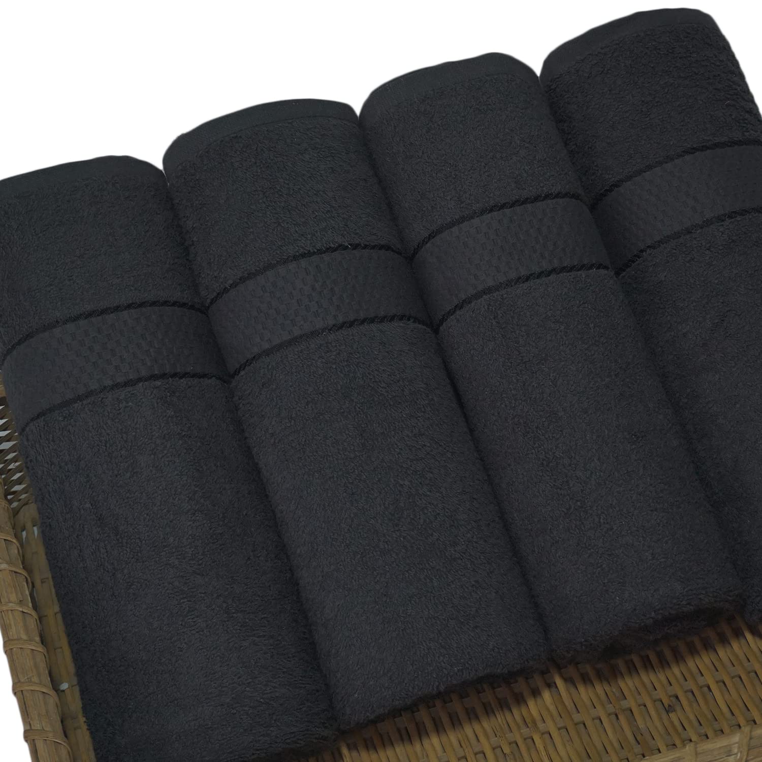Casabella Luxury Pack Of 4 Bath Sheet 100% Egyptian Cotton Super Soft towel_Black