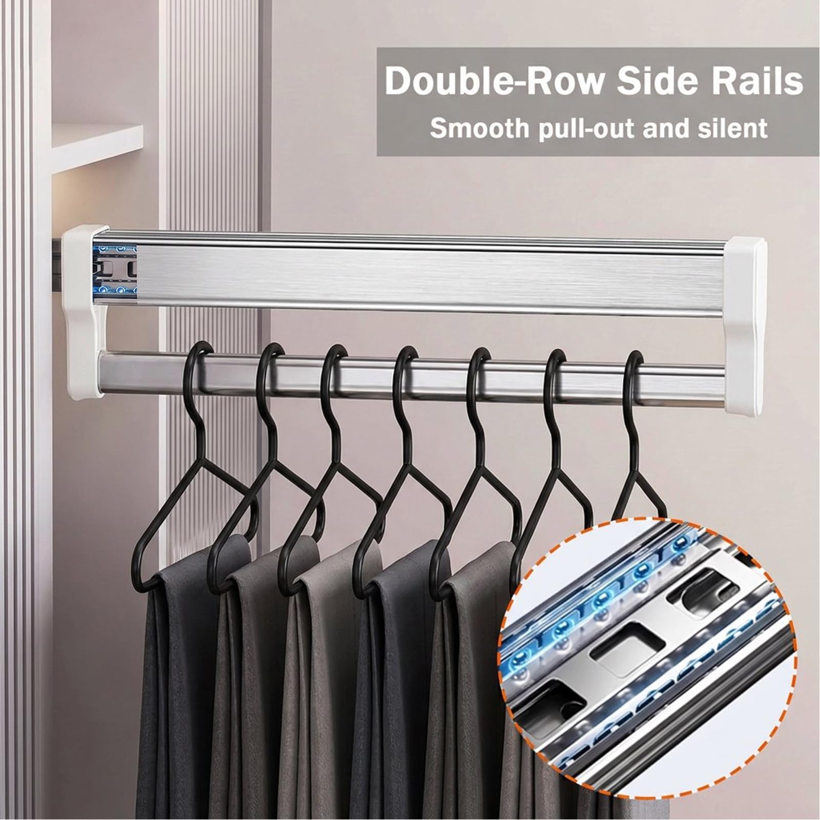 MAFAGE Pull Out Clothes Rail, Adjustable Wardrobe Rail Hanger Rack 497mm