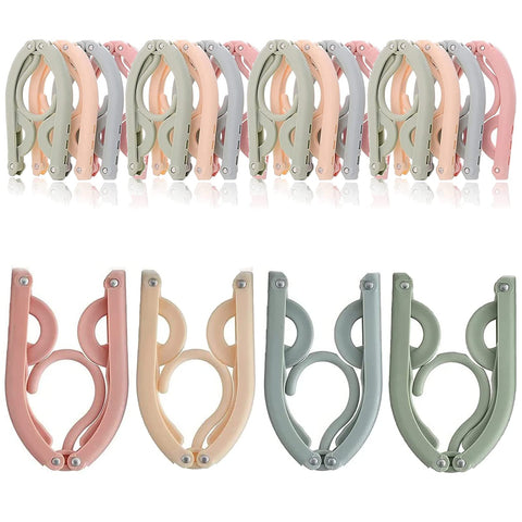 Portable Travel Hangers, 12 PCS Portable Folding Plastic Clothes Coat Hangers, Magic Folding Coat Racks Multifunction Travel Accessories for Home