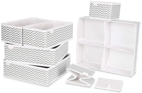 Unique Impression Set of 7 Drawer Organisers For Underwear, Socks, Clothes, Shirts, Bras, Ties, Scarves, Baby Clothes - Drawer Dividers For Wardrobes