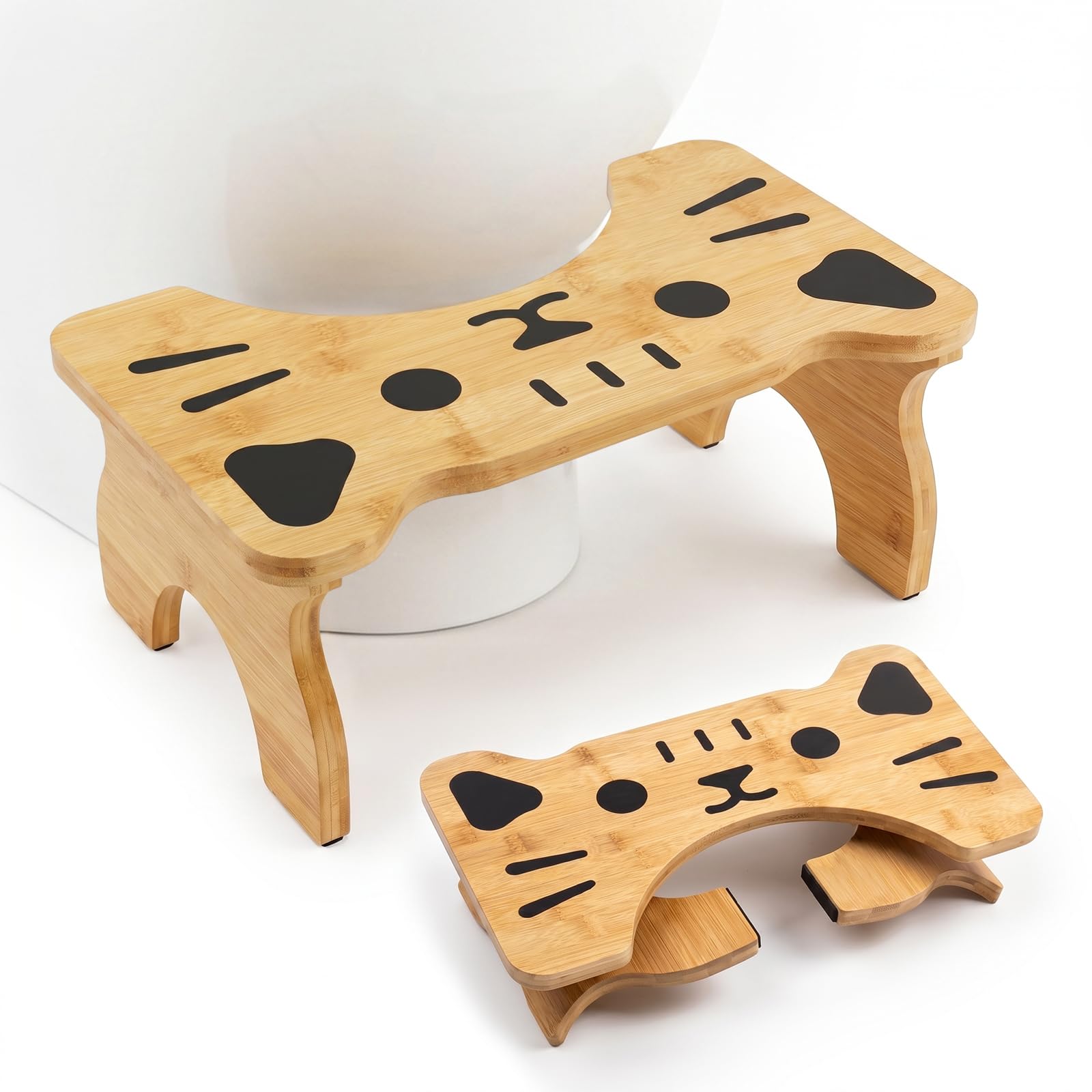 zxevg Bamboo Toilet Stool Folding 6.5in Non-Slip