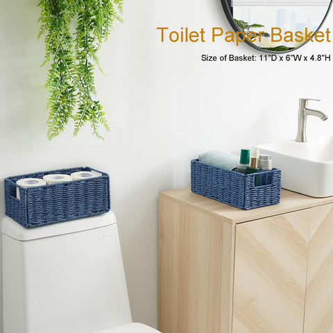Vagusicc Storage Baskets for Shelves, Small Organizer Box Storage Bins with Handles, Wicker Basket for Bathroom Storage