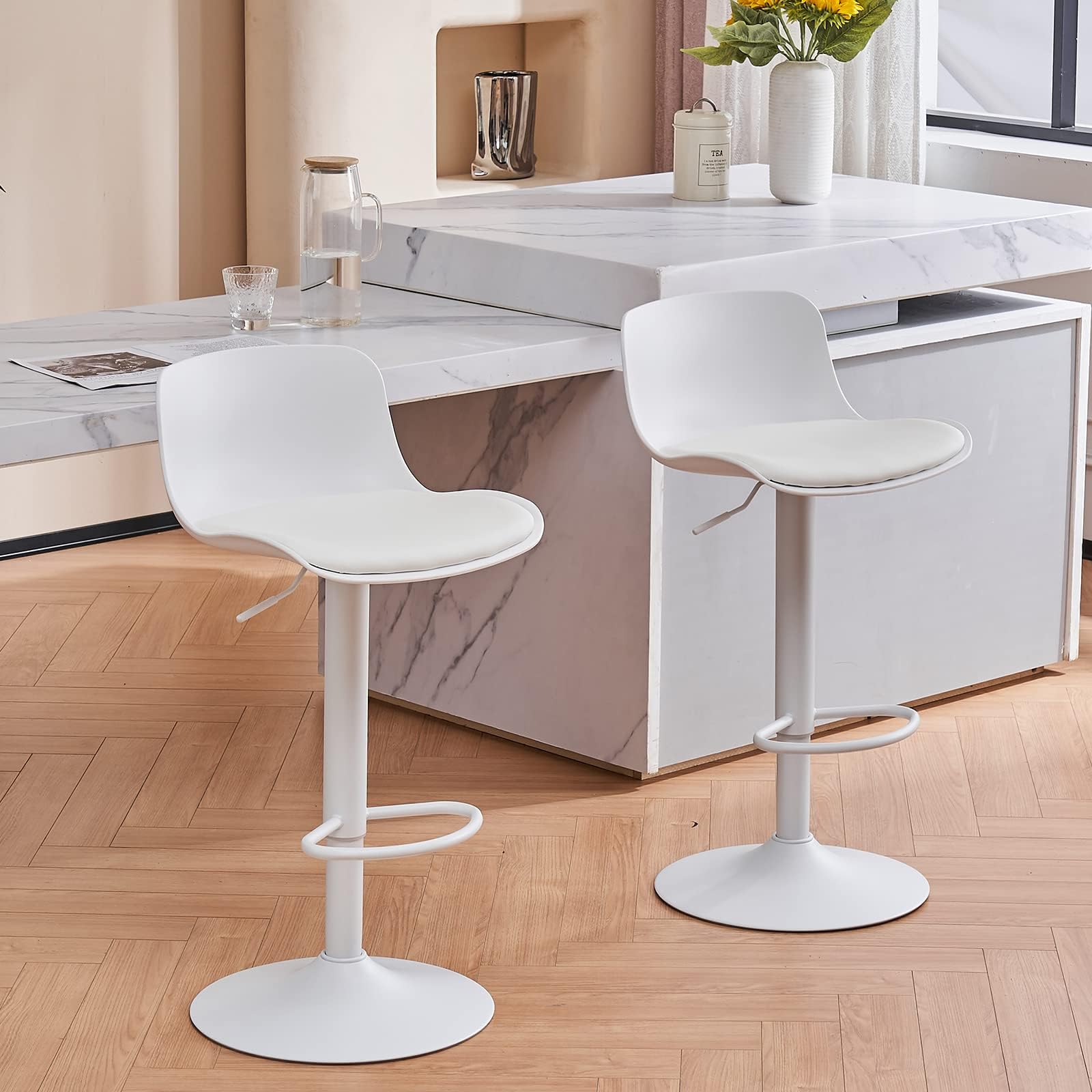 YOUNIKE Furniture Polypropylene Bar Stools Set of 2 with Adjustable Height and 360° Rotation