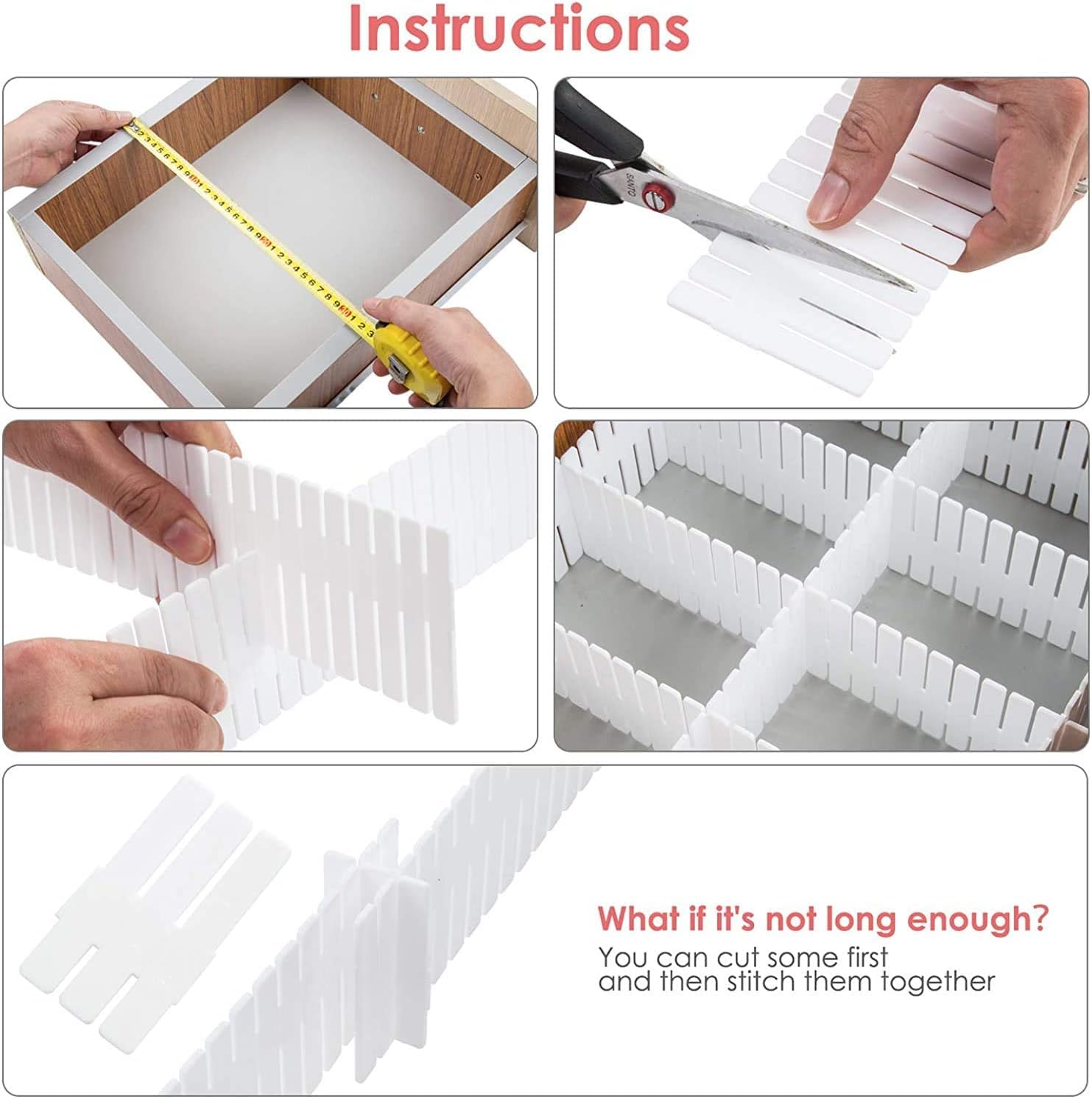 Flytianmy 18Pcs Drawer Dividers, Adjustable Drawer Organizer for Socks, Underwear, Makeup, Can Help Tidy Kitchen, Bedroom, Dresser Black