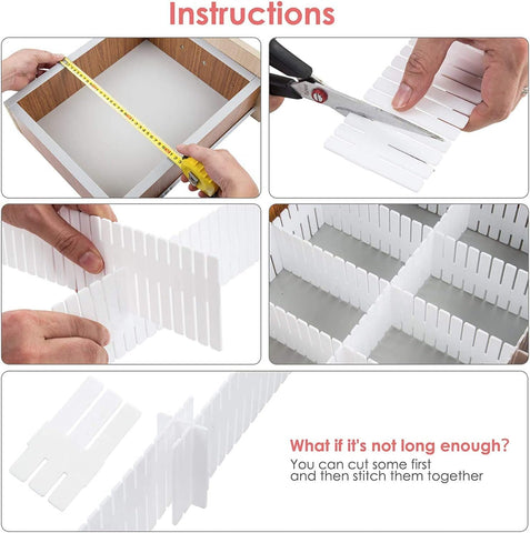 Flytianmy 18Pcs Drawer Dividers, Adjustable Drawer Organizer for Socks, Underwear, Makeup, Can Help Tidy Kitchen, Bedroom, Dresser Black