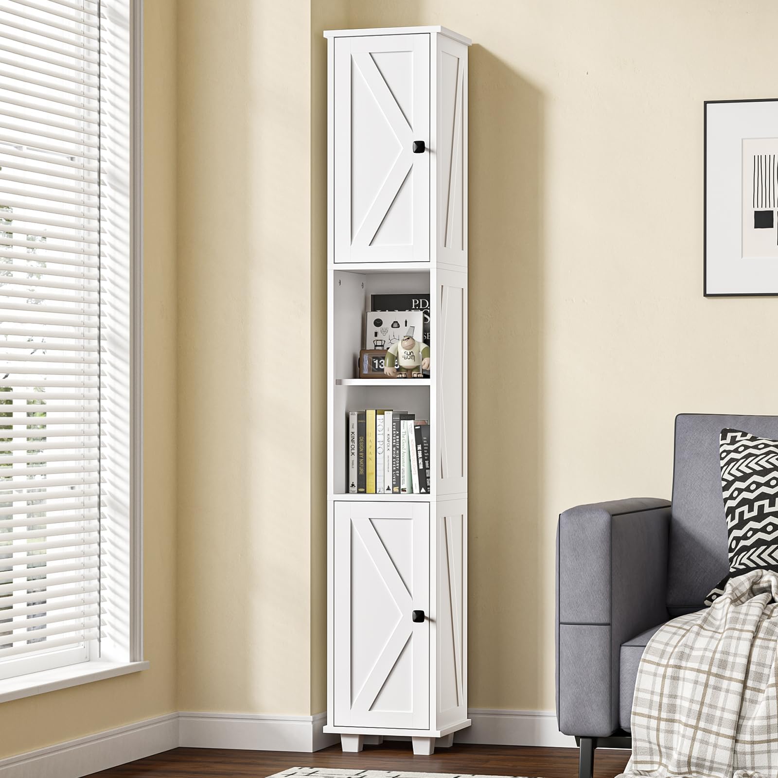 Skokliz Tall Bathroom Cabinet Storage, 180x30x30 cm Bathroom cupboards