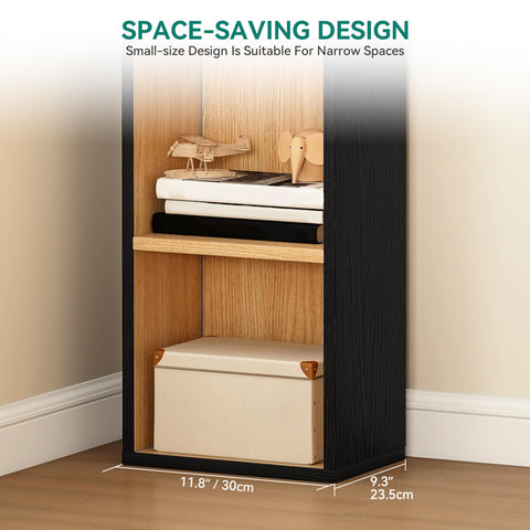 YITAHOME 6-Tier Bookshelf, Bookcase Unit White Frame & Natural Oak Interior, Space-Saving Design for Home & Office, B & Oak, 30W × 23.5D × 181H CM