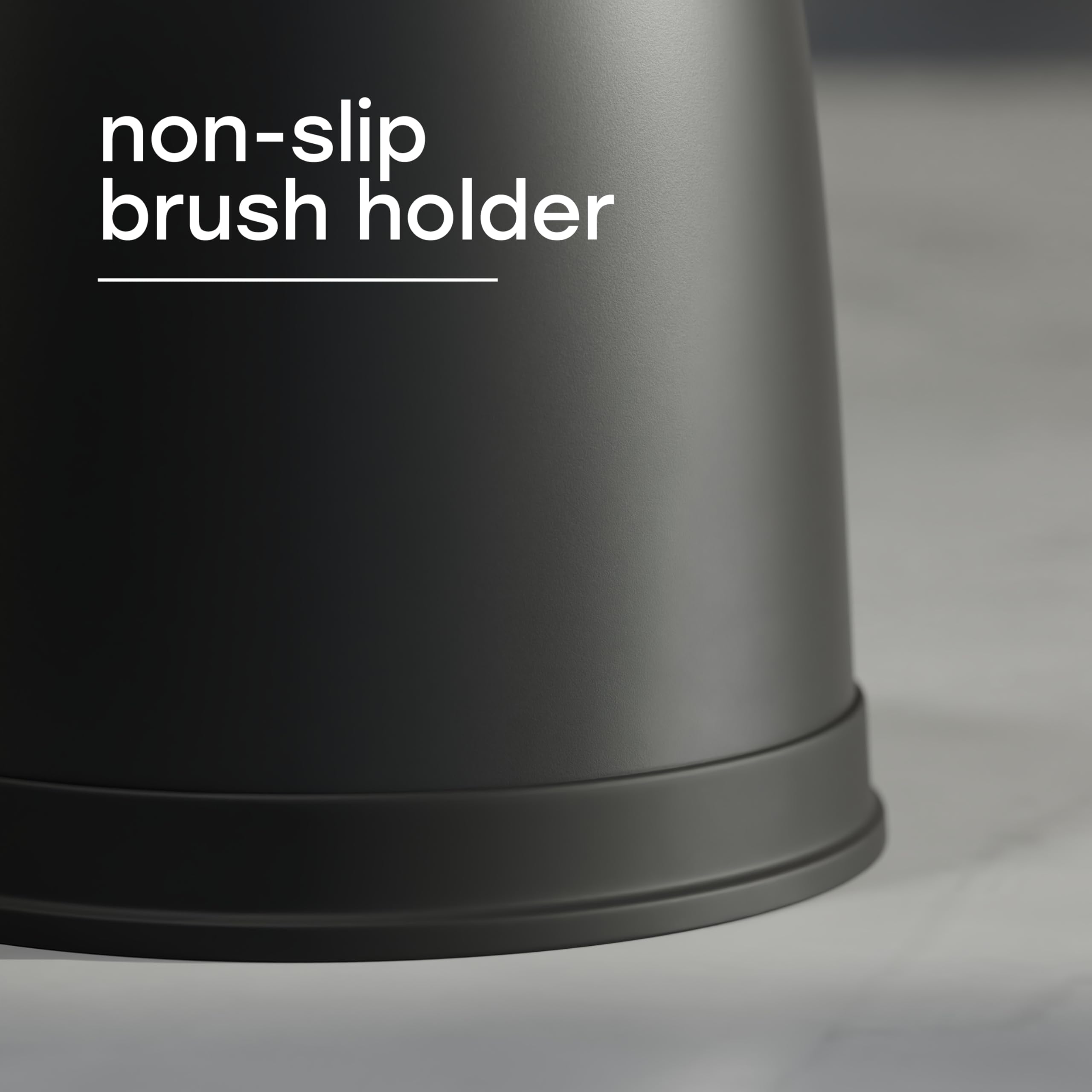 SAVEGA Toilet Brush Black with Innovative Bristles – Non-Slip Toilet Brush and Holder Set – Stylish and Hygienic Design (Matt Black and Grey)