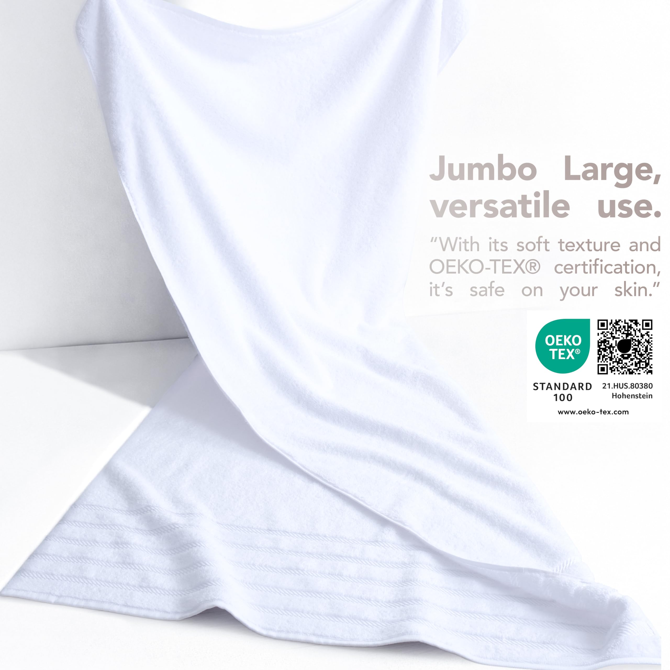American Soft Linen Jumbo Large Bath Towels, 100% Turkish Cotton 35 in 70 in, Bath Towel Sheets for Bathroom, White Bath Sheet