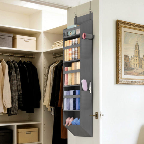 Lifewit Over the Door Storage, Clear Hanging Organiser with 4 Side Pockets, Anti Tilt 40 lbs Load Behind Door for Dorm, University Essentials, Room