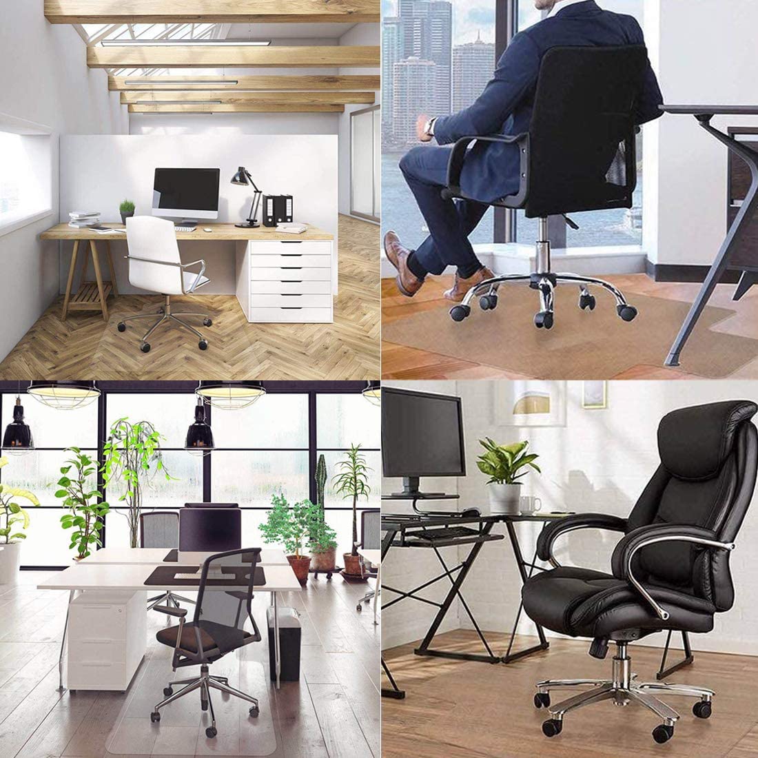 LeapYouth 90x120 cm Office Chair Mat for Hard Floors, Clear Computer Chair Mat, Wooden Floor Protectors for Rolling Chairs