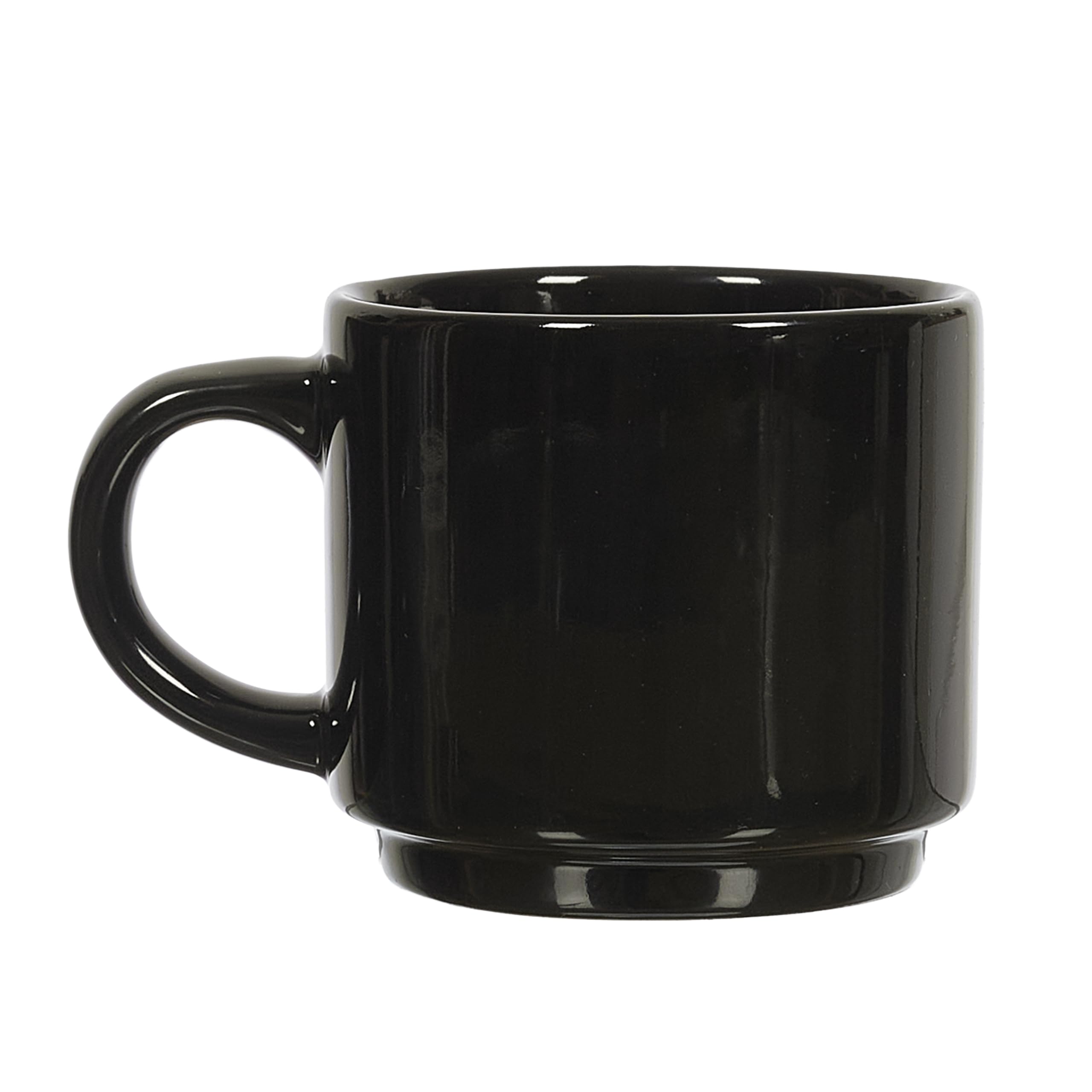 HOME DECO FACTORY, KA0500 Set of 4 Simple Cups with Stand, Durable Ceramic, Elegant and Practical Design, Ideal for Coffee and Tea, Neutral Colours
