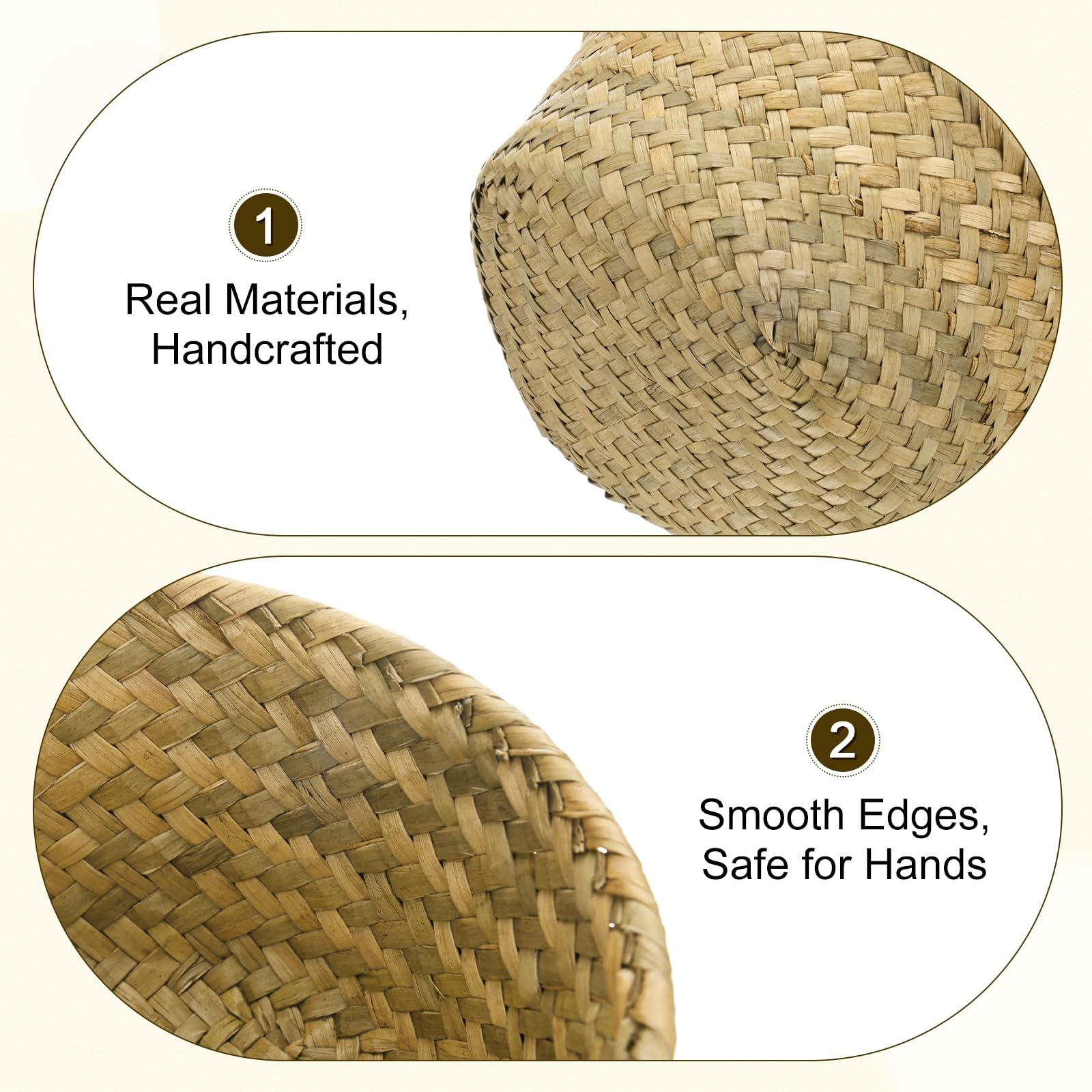 M METERXITY 3-Pack Natural Seagrass Woven Storage Basket, Small Round Storage Seaweed Woven Sundries Baskets for Fruit/Kitchen/Desktop/Household