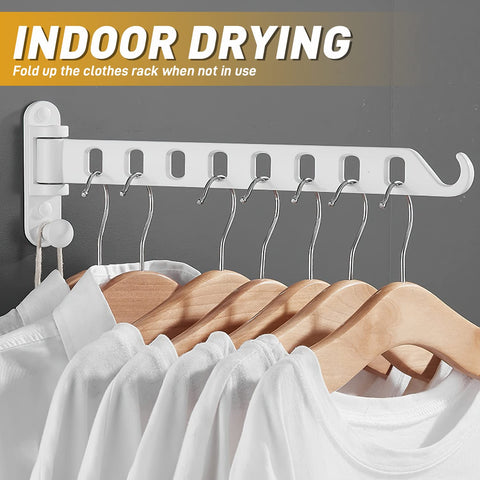 Lxoraziy Wall Mounted Clothes Hanger, Foldable Wall Clothes Airer, 180° Swivel Hanger, Wall Hook with Screw, for Laundry, Bathroom, Utility Room