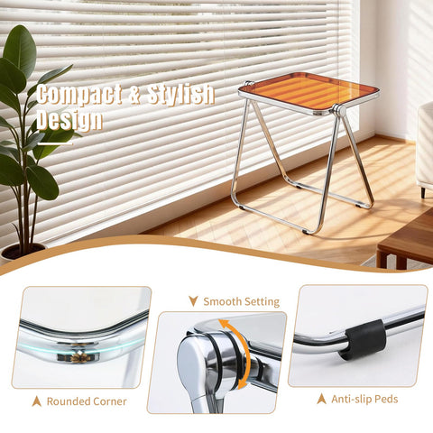 TAO ONE Acrylic Folding Table TV Tray Small Side Table - White