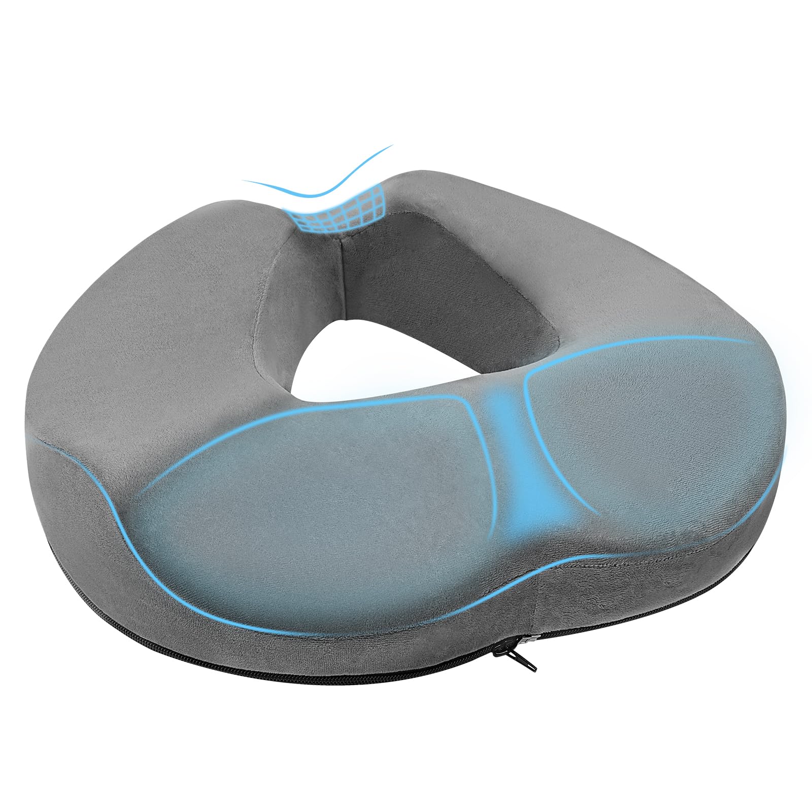 AOOSU Donut Cushion, Memory Foam Seat Cushions with Center Hole & U-Shaped Design, Cushion Support for Long Sitting