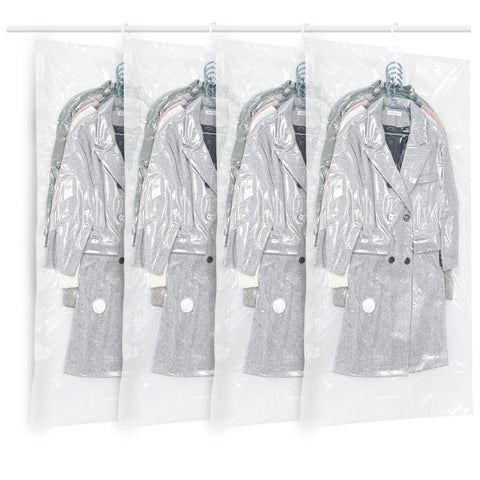 Hanging Vacuum Storage Bags, ZWMYF 4 PCS Space-saving Vacuum Bag for Clothes, Suits, Dresses, Coats or Jackets