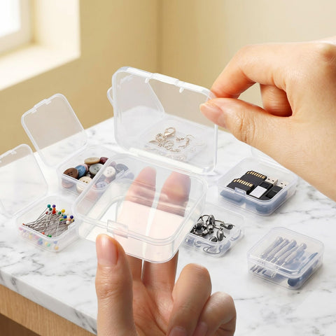 Jetec 6 Pieces Small Clear Plastic Storage Box,2.1 X 2.1 X 0.8 Inch