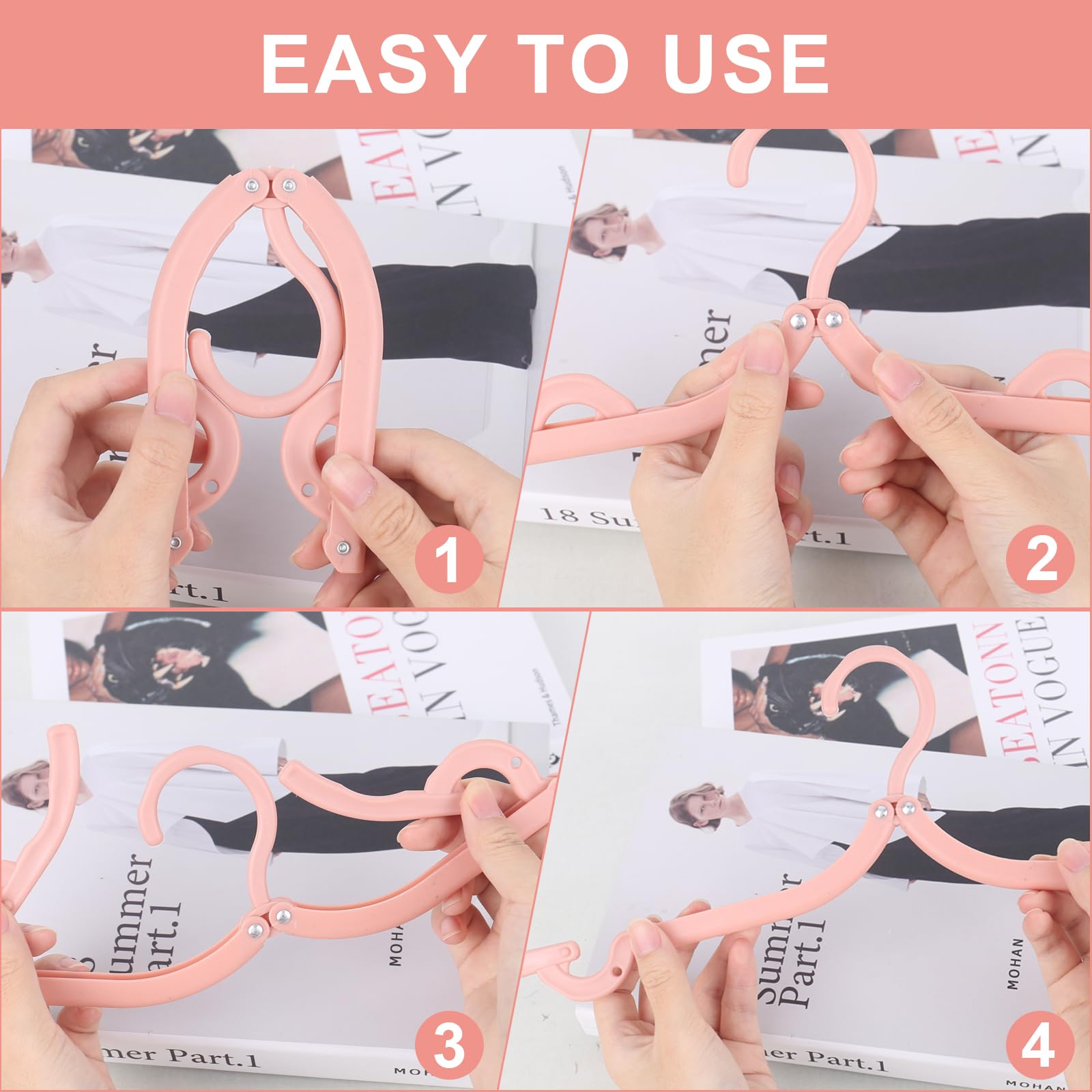 Travel Hangers 20 PCS Folding Clothes Hangers Portable Plastic Clothes Coats Hangers Non-SlipTravel Hanger Portable Folding Foldable Space Saving