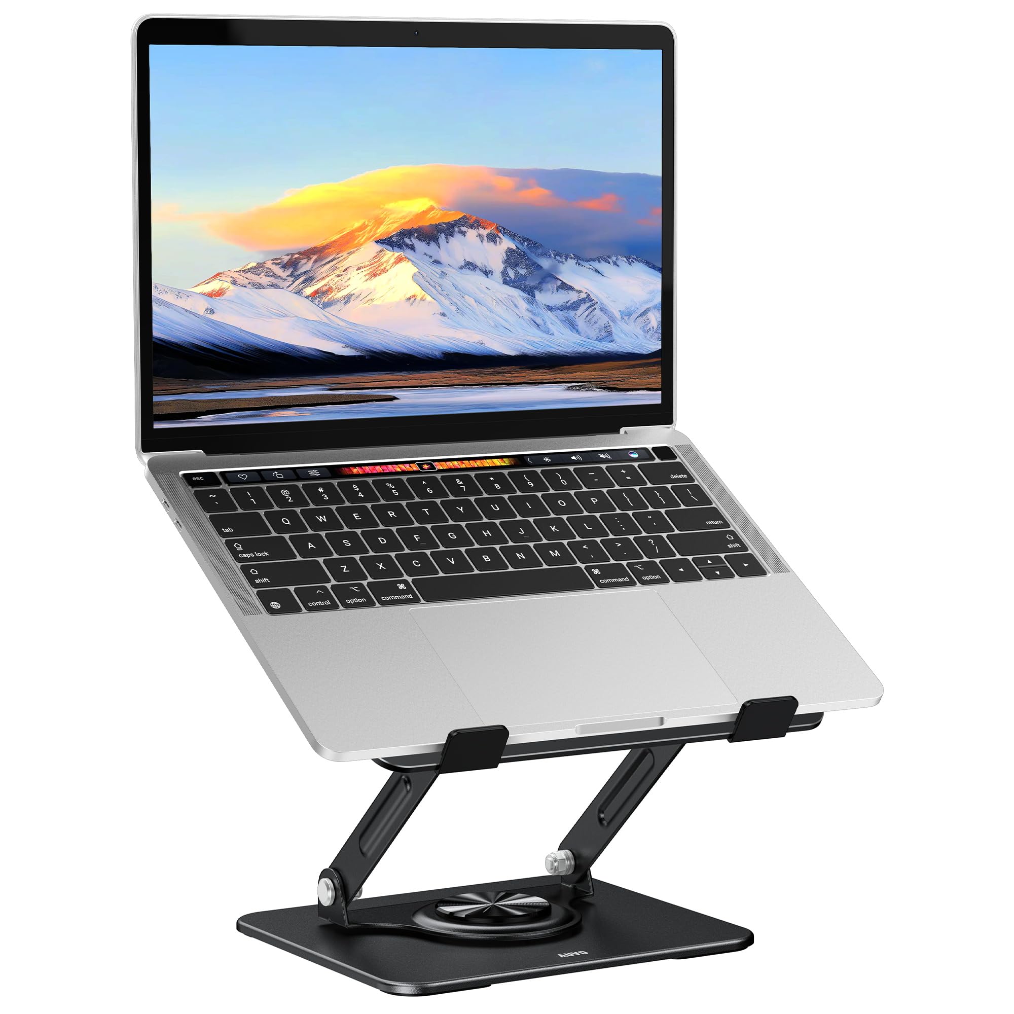 Auvo ALS03 Laptop Stand, Adjustable Computer Stand with 360° Rotating Base, Ergonomic Laptop Riser for Desk, Fits 11-14 inch Laptops, Black