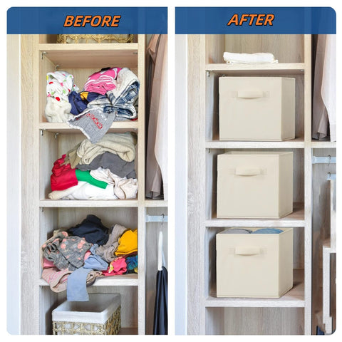 ZMShenMa 4 Pcs Foldable Storage Cubes Storage Box Made Of Fabric In Cube Shape，Organiser With HandlesWardrobe Drawer Style Folding Storage Box