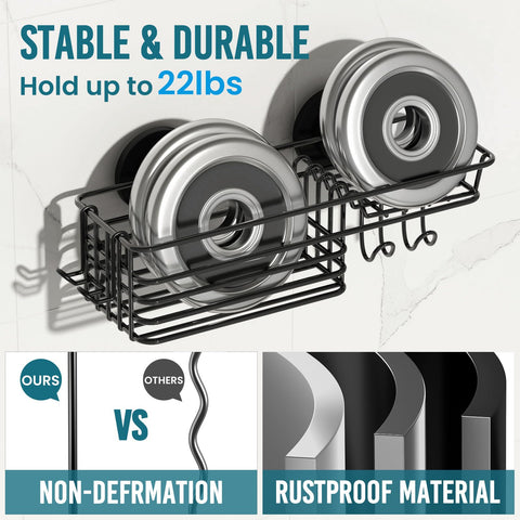 TAILI Suction Shower Caddy Stainless Steel Rustproof Suction Cup, Black