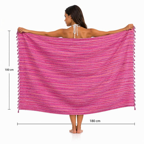 WEFLORIA Turkish Cotton Peshtemal Towel, Lightweight Quick Dry Beach Towel, Soft Travel Hammam Towel for Bath, Spa, Pool and Gym, Purple Striped