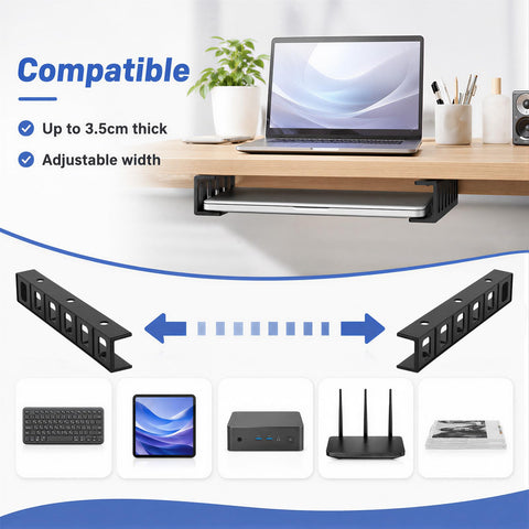 2 PCS Under Desk Laptop Mount, Space-Saving Under Desk & Wall Storage