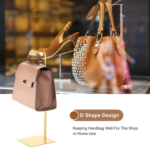 sourcing map Purse Display Stand Set 3 Pack Metal Adjustable Handbag Rack Single Hook Holder for Boutique Store - Gold