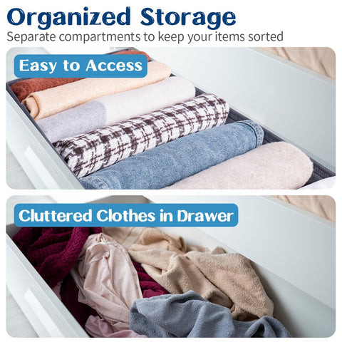Niviy Clothes Drawer Organiser 7 Cells, 2 Pack, Large Wardrobe Storage