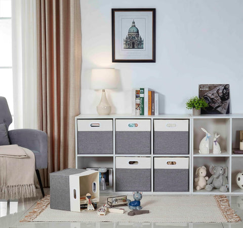 Mangata Cube Storage Boxes 28x28x28cm, Grey Cream White, 3Pcs