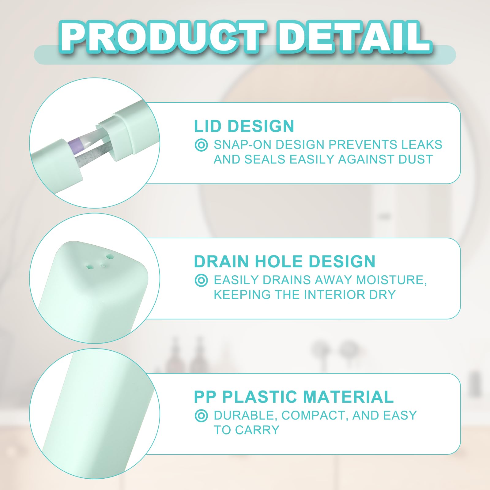 sourcing map 2Pcs Travel Toothbrush Case, 8.27 x 1.38" Portable Travel Toothbrush Holder, Plastic Toothpaste Container for Bathroom, Gym