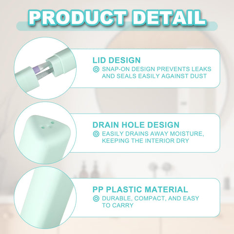 sourcing map 2Pcs Travel Toothbrush Case, 8.27 x 1.38" Portable Travel Toothbrush Holder, Plastic Toothpaste Container for Bathroom, Gym