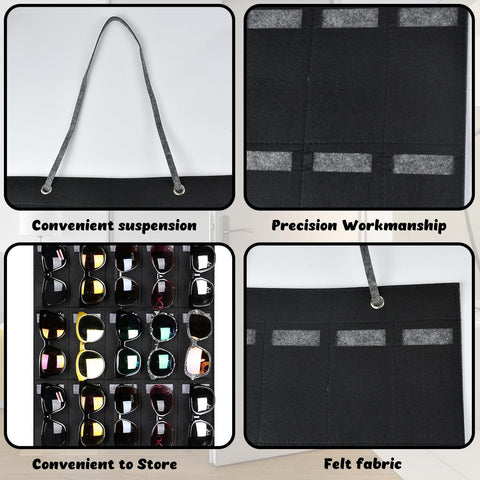 HNBTX Hanging Sunglasses Organiser,Wall Sunglasses Organizer,Glasses Organiser with 25 Pockets,Felt Wall Hanging Eyeglasses Eyewear Holder for