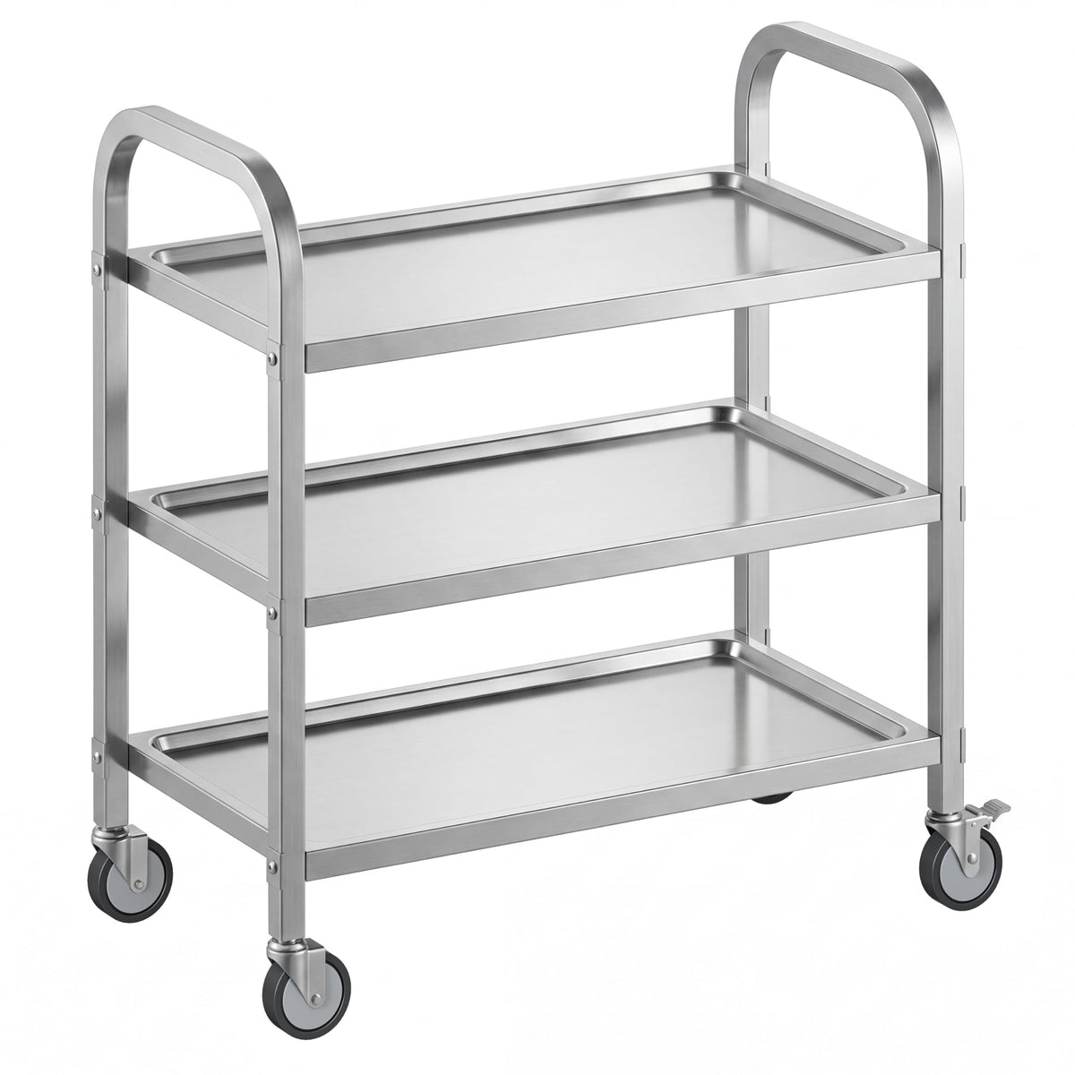 3 Tier Stainless Steel Cart, Rolling Catering Storage Cart (75×40×83cm)