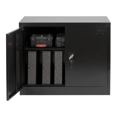 MMT Furniture Designs Black Steel 2 Door Storage cupboard with Lock, 900mm tall