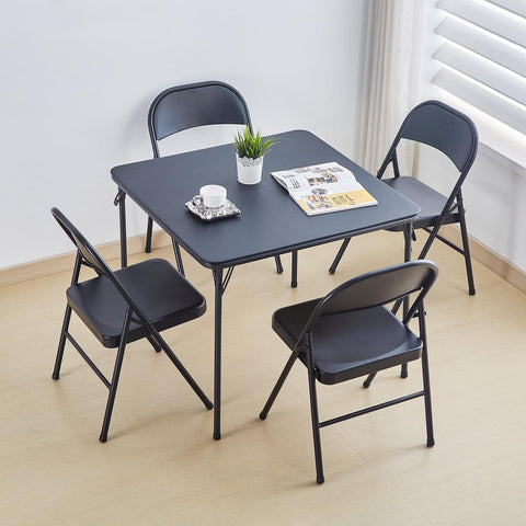 BOOSDEN Folding Chair, Foldable Chair, Set of 4, Metal Fold Up Chairs for Home, Office, Dining, Portable and Compact Metal Frame Folding Seat