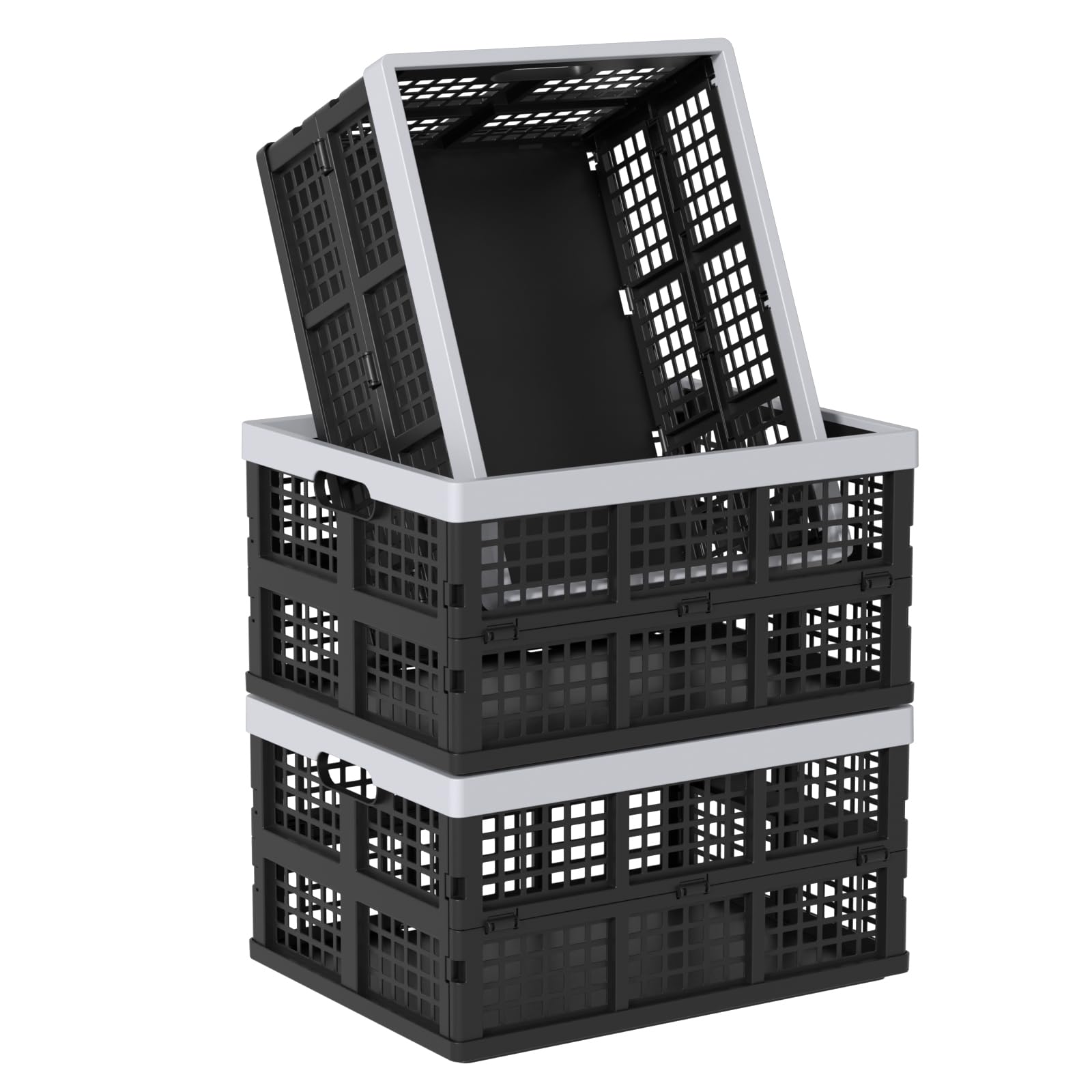 Ziglous 35 Litre Plastic Collapsible Storage Boxes, Folding Storage Crate