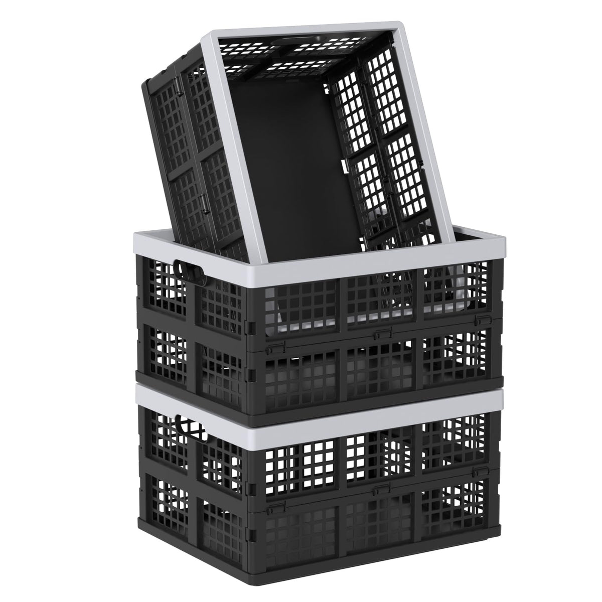 Ziglous 35 Litre Plastic Collapsible Storage Boxes, Folding Storage Crate