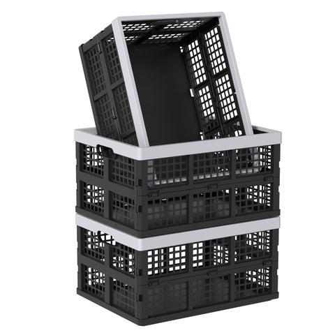 Ziglous 35 Litre Plastic Collapsible Storage Boxes, Folding Storage Crate